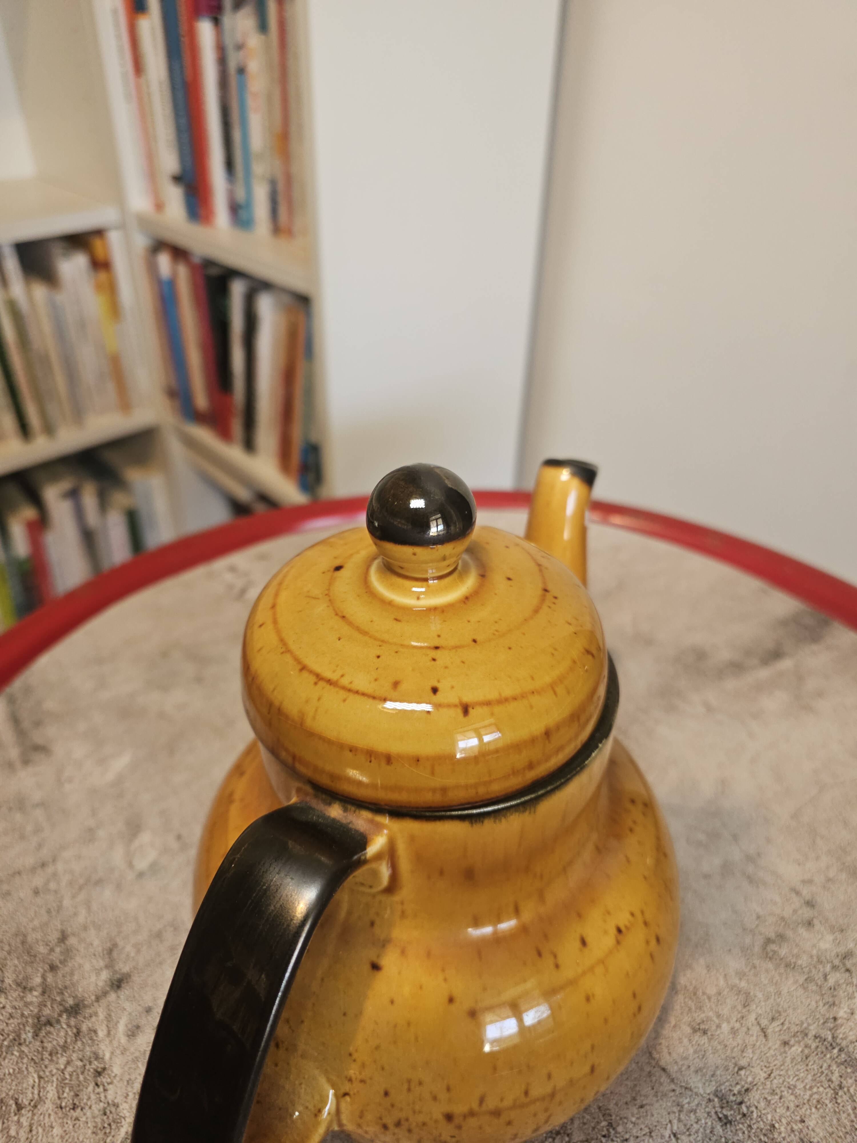 Vintage orange porcelain coffee pot by Boch, model Palma.