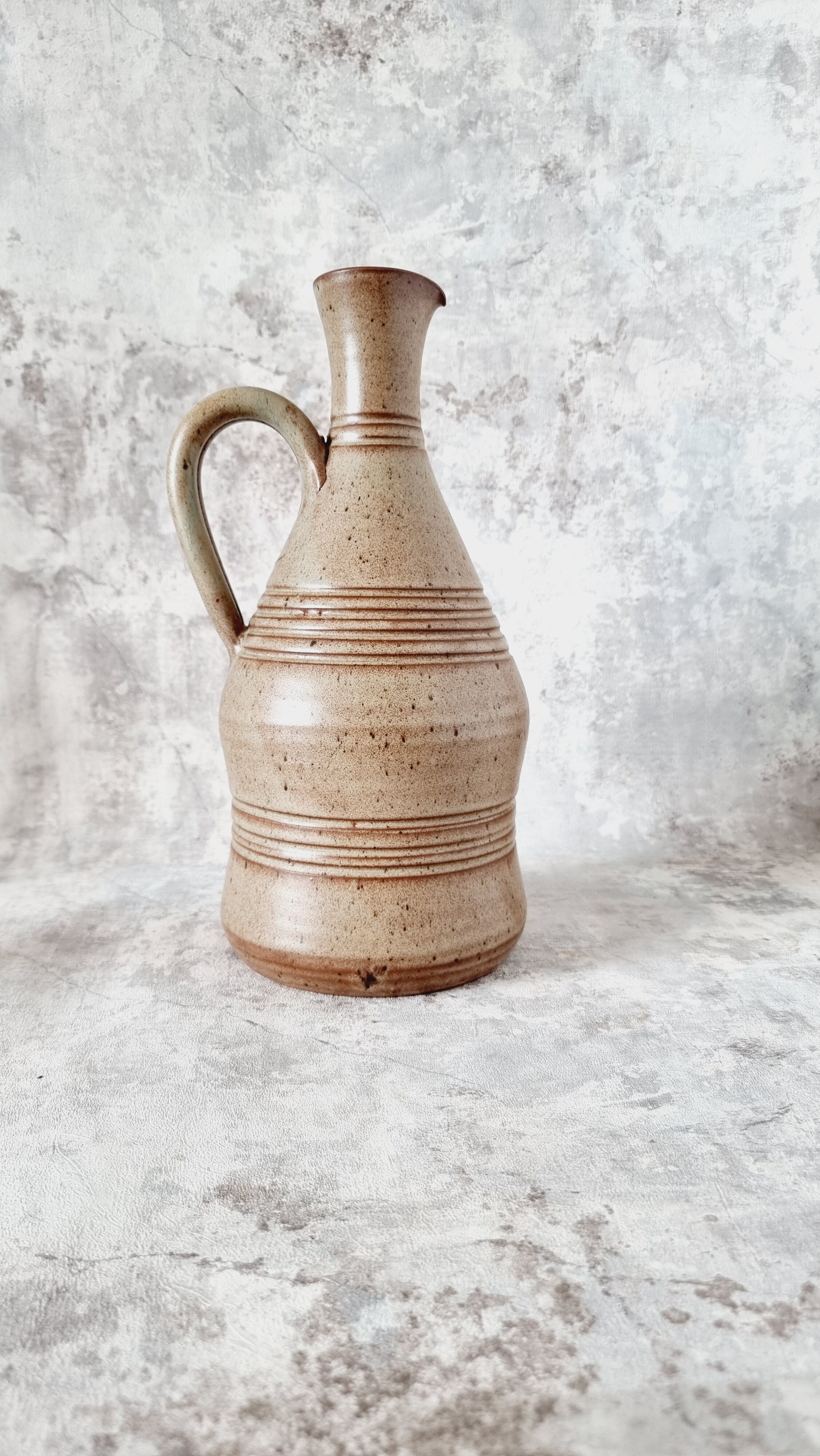 Ceramic pitcher French design and handmade Vallauris 60s