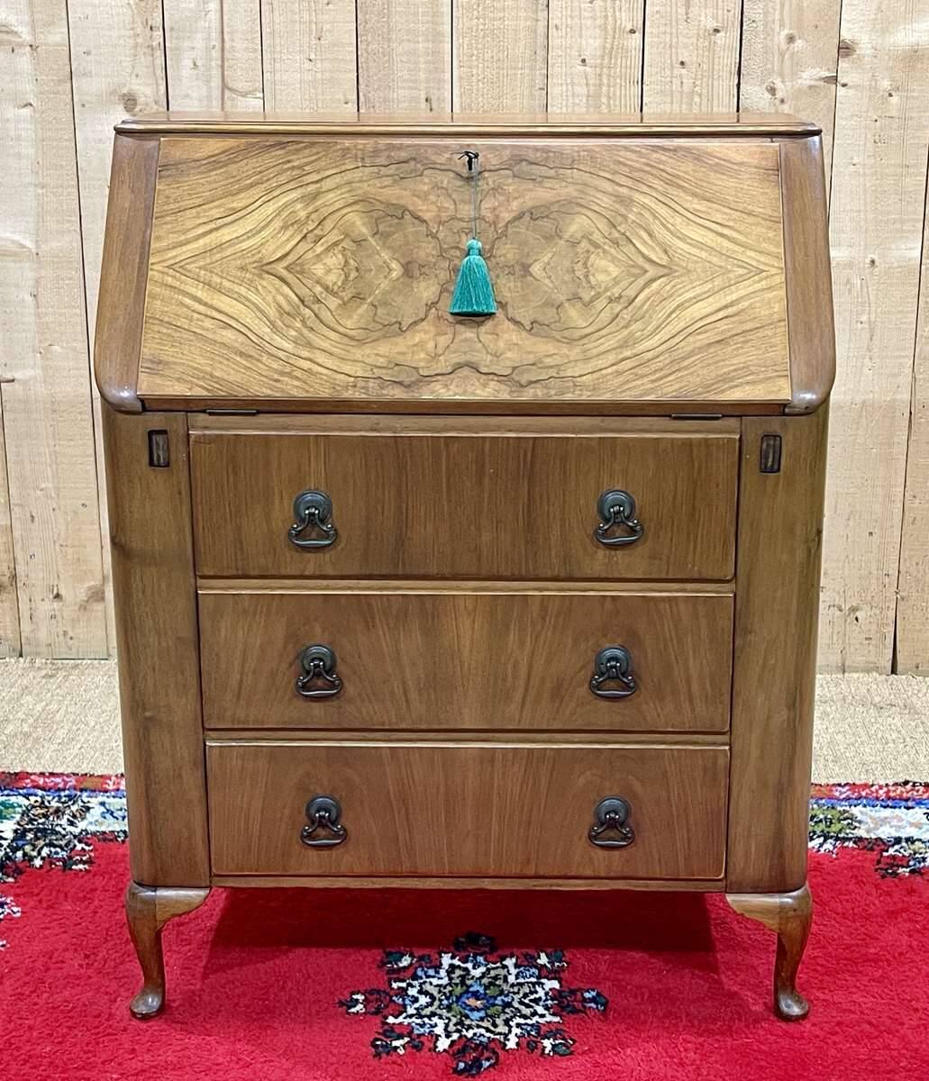 1960s English walnut secretary