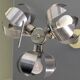 Space-age pendant lamp with 3 stainless steel lights and brushed aluminum adjustable in height - design 1970