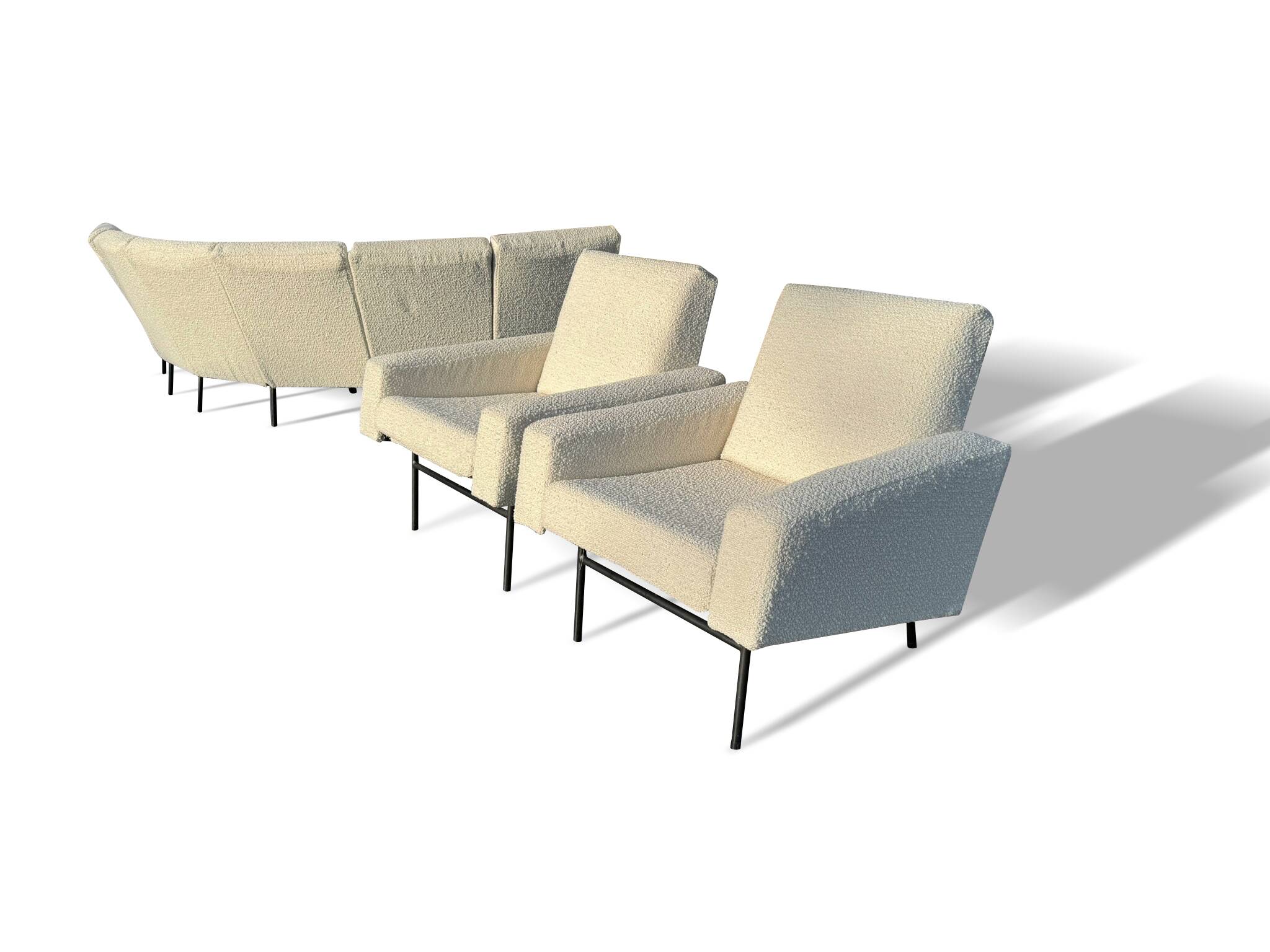 Rare panoramic sofa and two armchairs “G10” set by Pierre Guariche