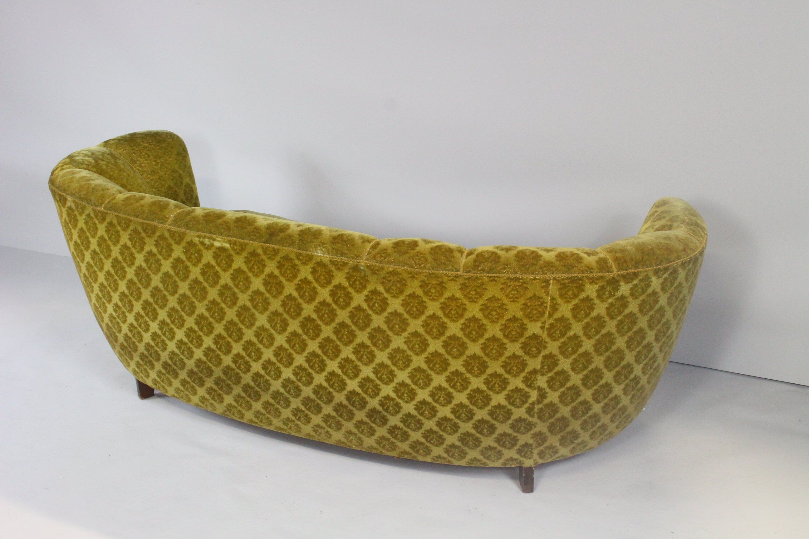 1950s Mid Century Gold Banana Sofa, Denmark