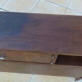 Art Deco headboard with two doors and 3 niches in walnut veneer