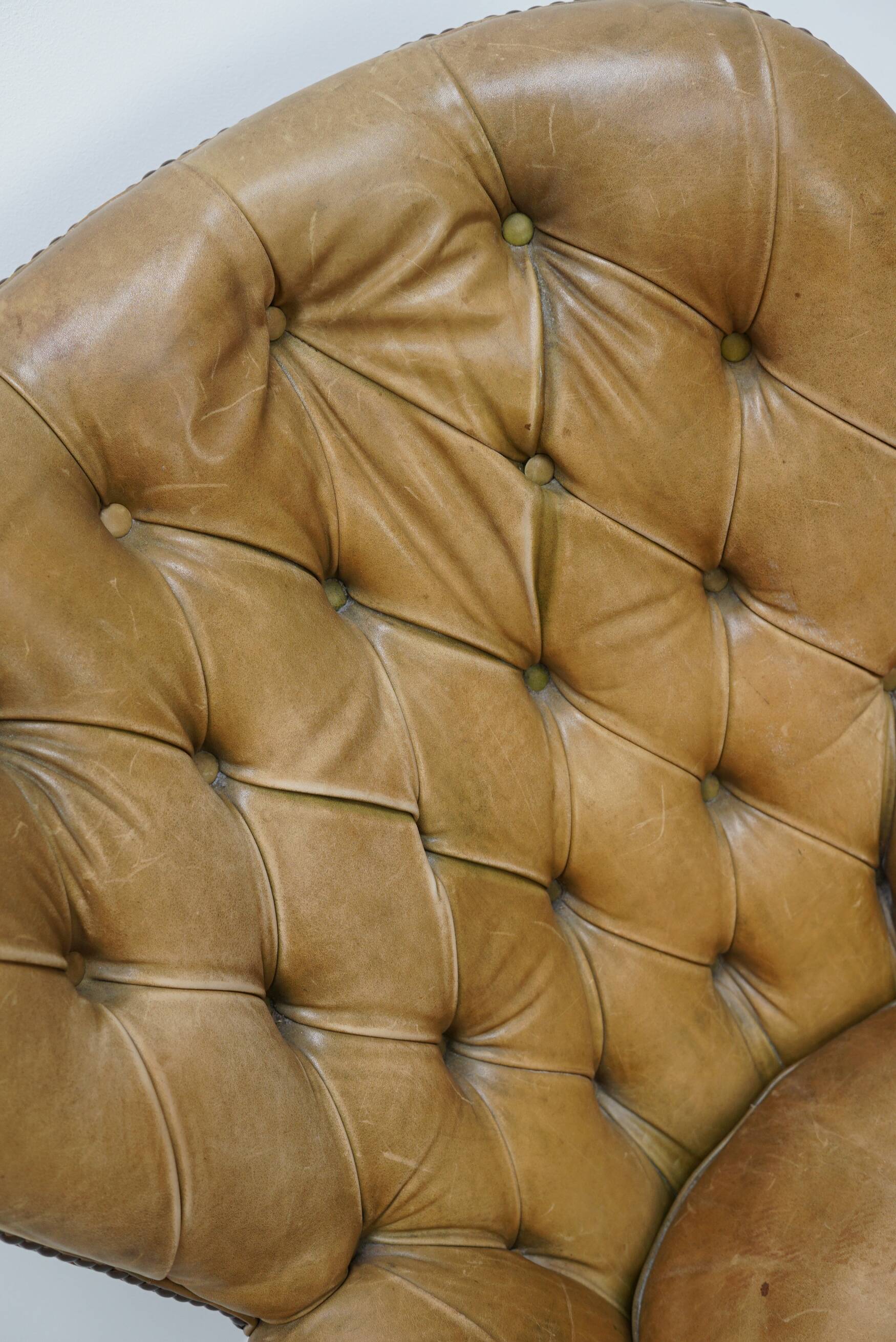 Vintage Dutch Club Chair in Cognac Colored Leather