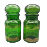 Glass jars container made in green belgium with golden liseret
