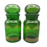 Glass jars container made in green belgium with golden liseret