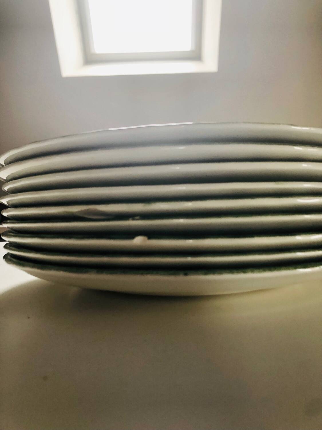 Set of 9 vintage W H Grindley plates – Country Style pattern (green)