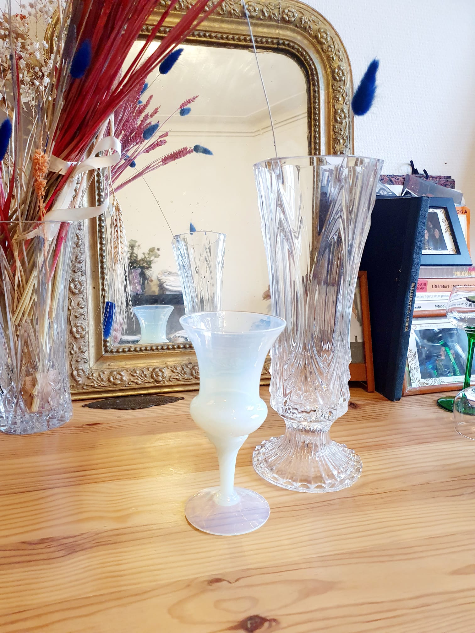 Opaline cut vase