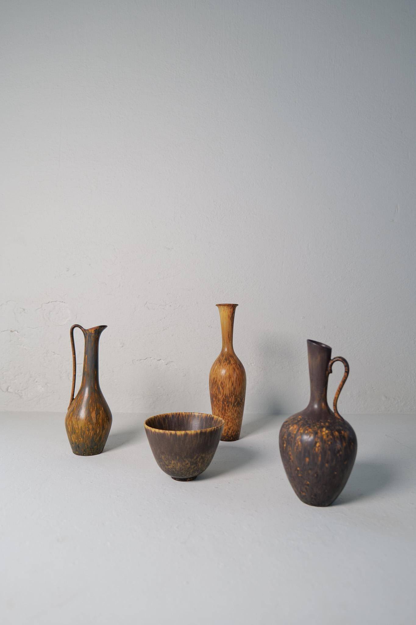 Collection of 4 Ceramic Vases by Gunnar Nylund Rörstrand Sweden, 1950s