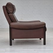 1970s, Danish armchair, original condition, furniture leather, dark oak wood.