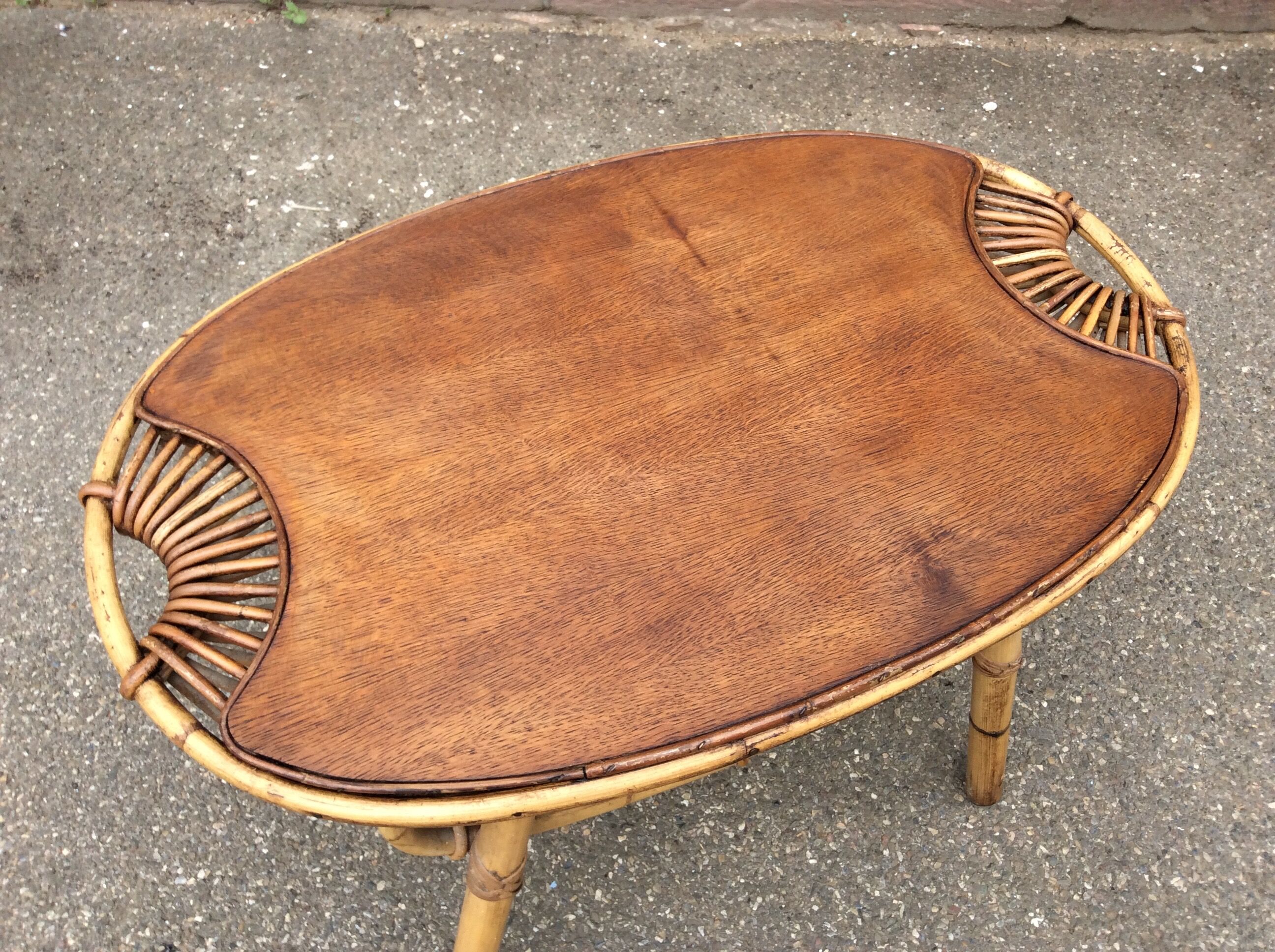 Rattan and bamboo coffee table 1960