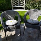 Pair of rattan chairs completely renovated with modern style