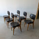 Set of 6 Scandinavian design chairs in solid beech and black Skai.