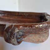 Ancien Plat À Jus Lechefrite 19e Terre Cuite Vernissée Art Populaire