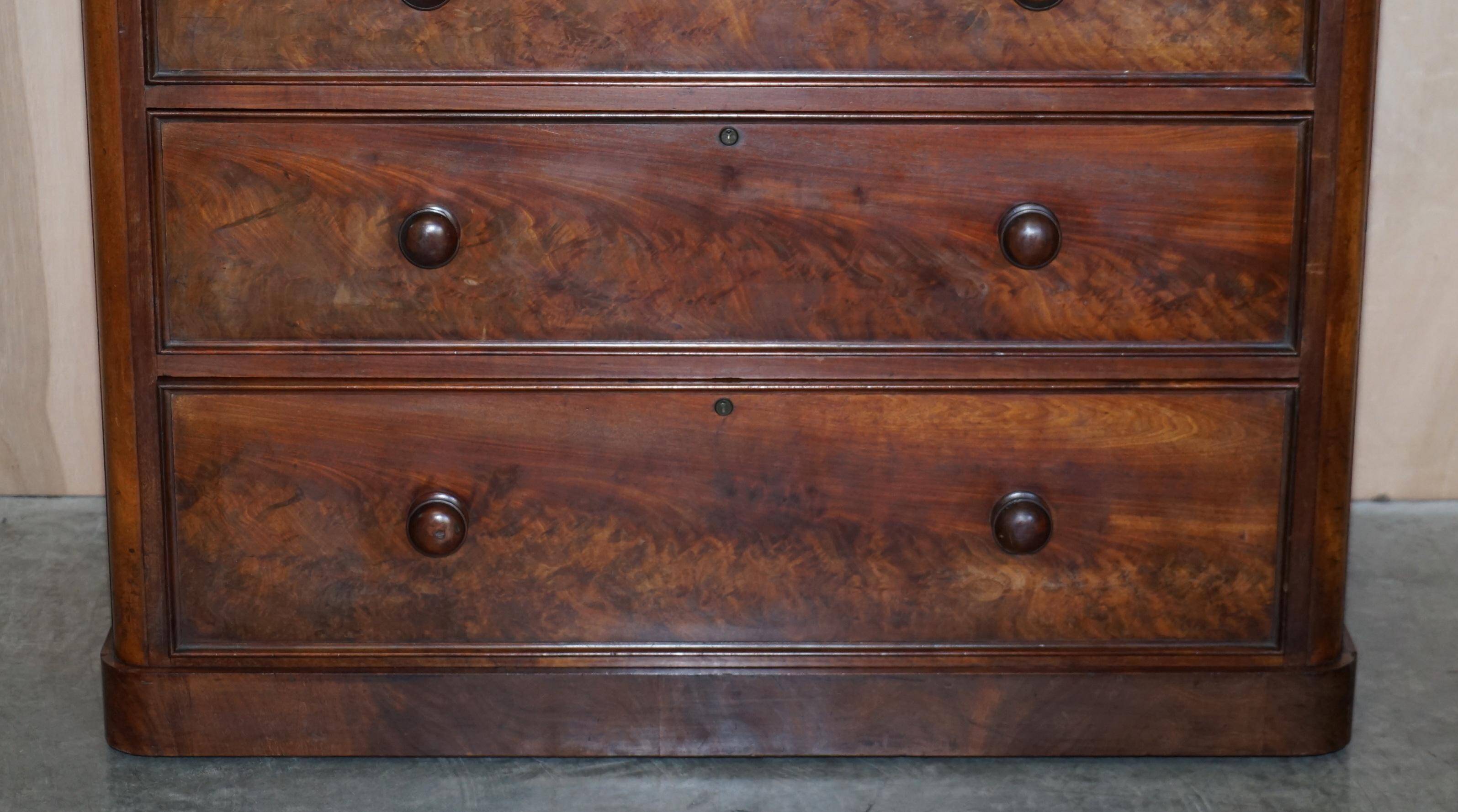 Victorian commode in flame wood with four drawers