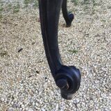 Louis XV style table in cherry wood restyled base in black and raw wood top