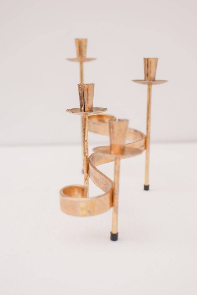 Mid-century modern metal candlesticks by Gunnar Ander for Ystad-Metall, Sweden, 1960s