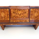 Art Deco Walnut, Briar Root and Ebonized Beech Sideboard, Italy