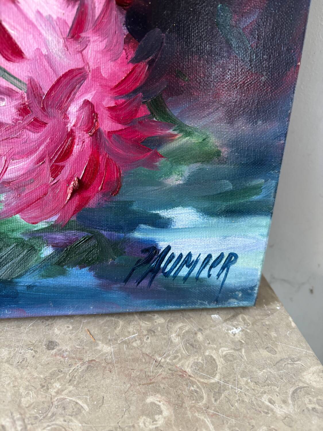 Oil on canvas "Dahlias", 1990s