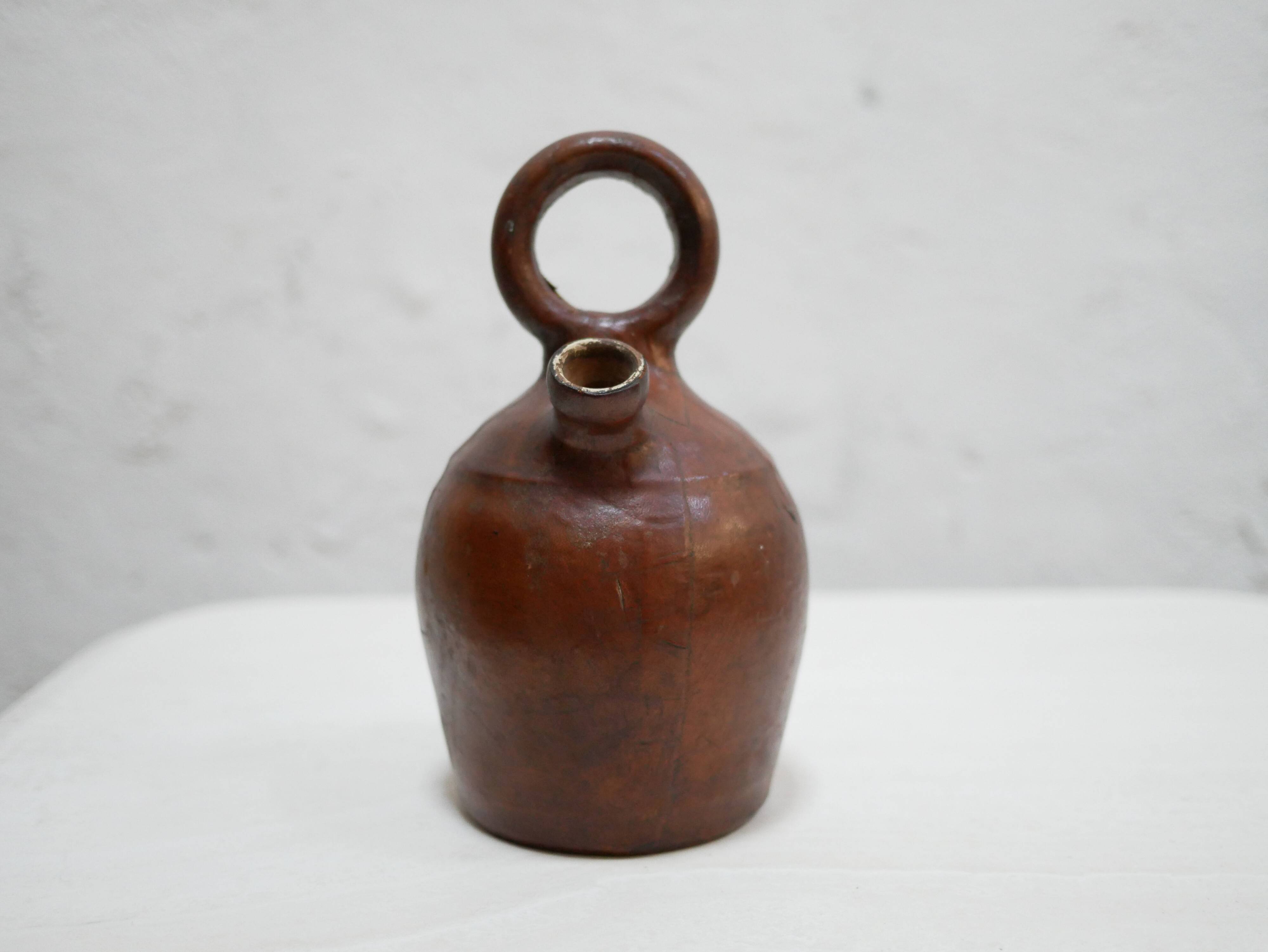 Vintage leather gargoulette pot