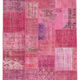 Handmade anatolian overdyed 170 cm x 240 cm pink patchwork carpet