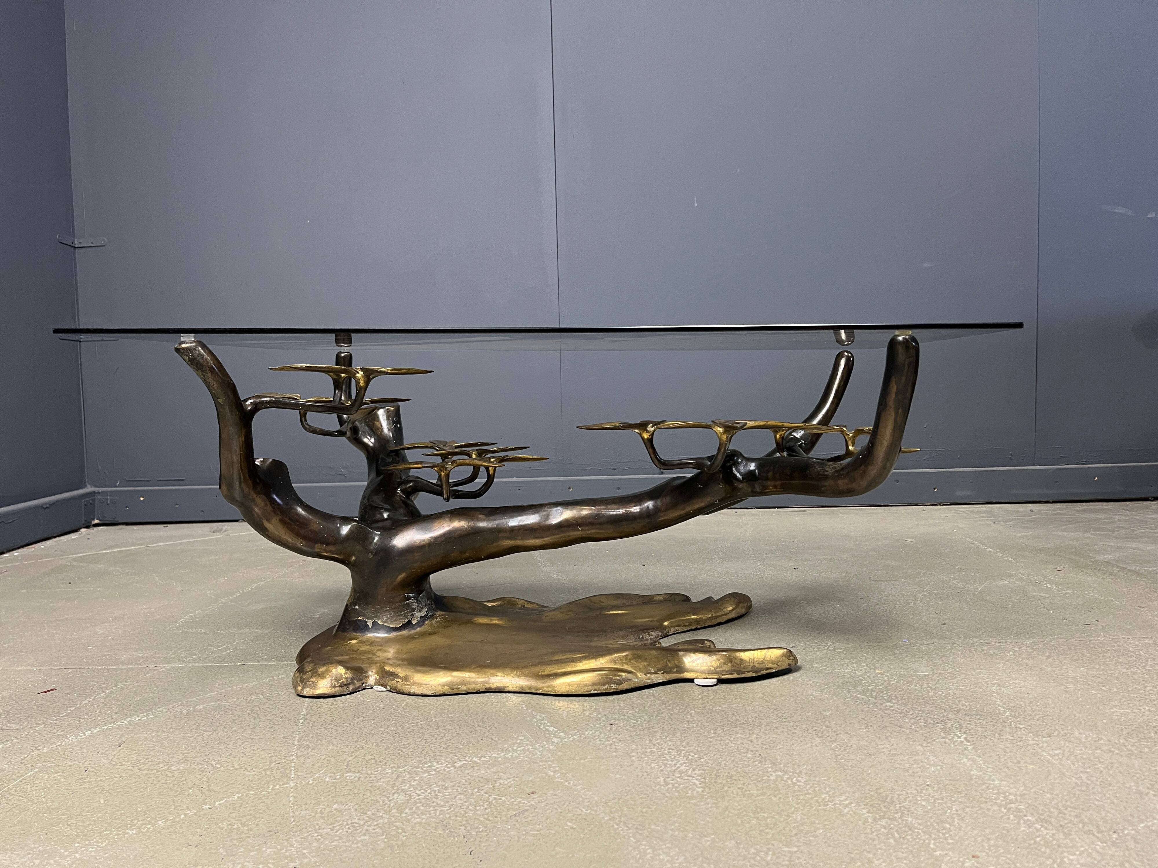 Bronze bonsai coffee table by Willy Daro, 1970s