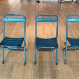 Set of 6 school or industrial style folding chairs from the 1950s/60s