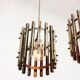 Vintage Italian Brass Cage Pendant Lamps, 1970s, set of 2