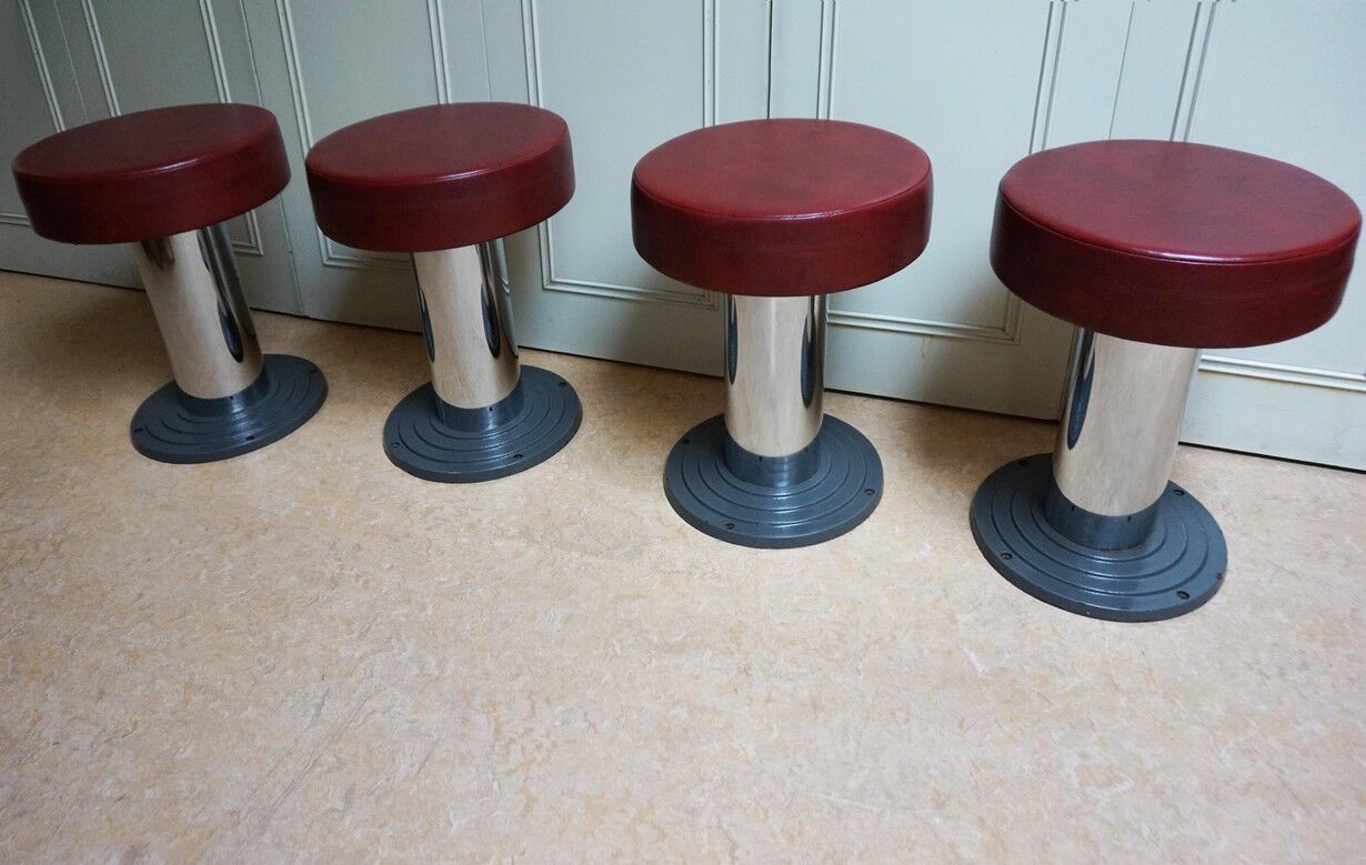 Vintage Belgian Art Deco Style Bar Stools from Frava, 1950s, Set of 4