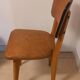 Set of 4 vintage chairs in solid beech and caramel faux leather.