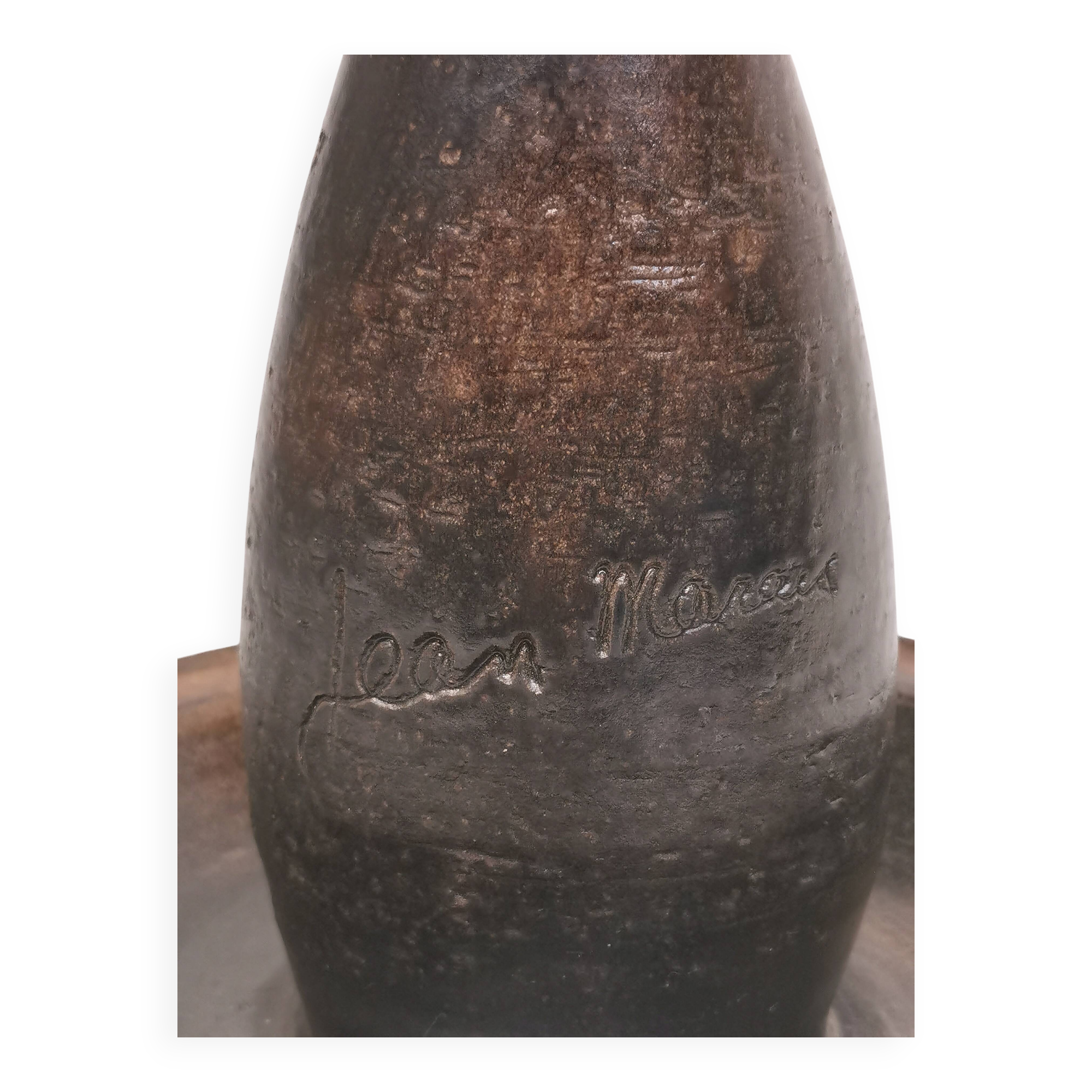 Grand bougeoir, vase . céramique signée jean marais