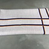 Basque fabric tablecloth with yellow and navy stripes