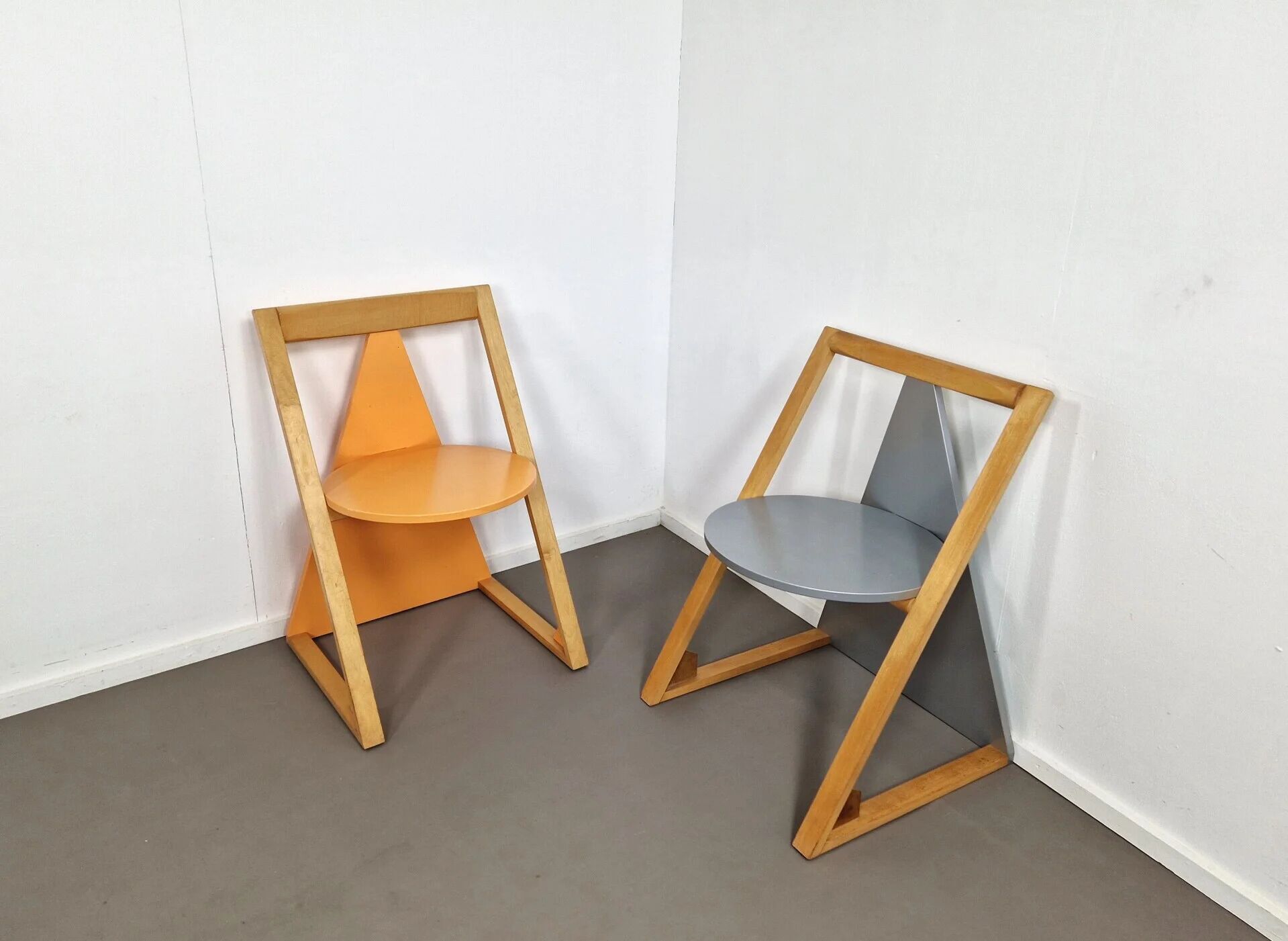 Pair of Memphis style postmodern chairs | 1980s