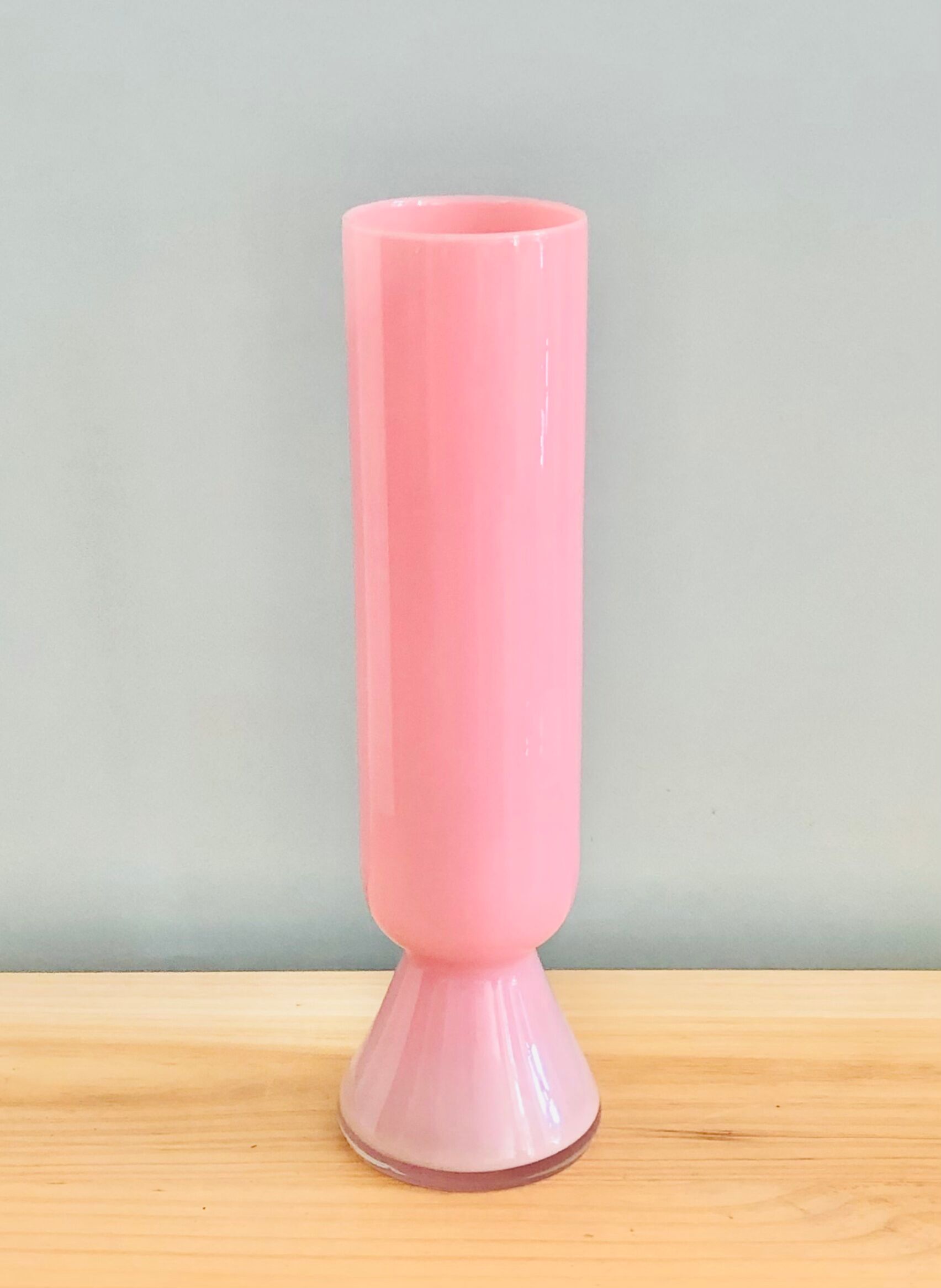 Large vintage vase in pink opaline H40cm