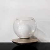 Glass & Chromed Metal Table Lamp, Italy, 1970s