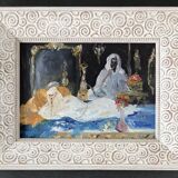 Louis alban "le fumeur de narguilé" huile sur panneau signée
