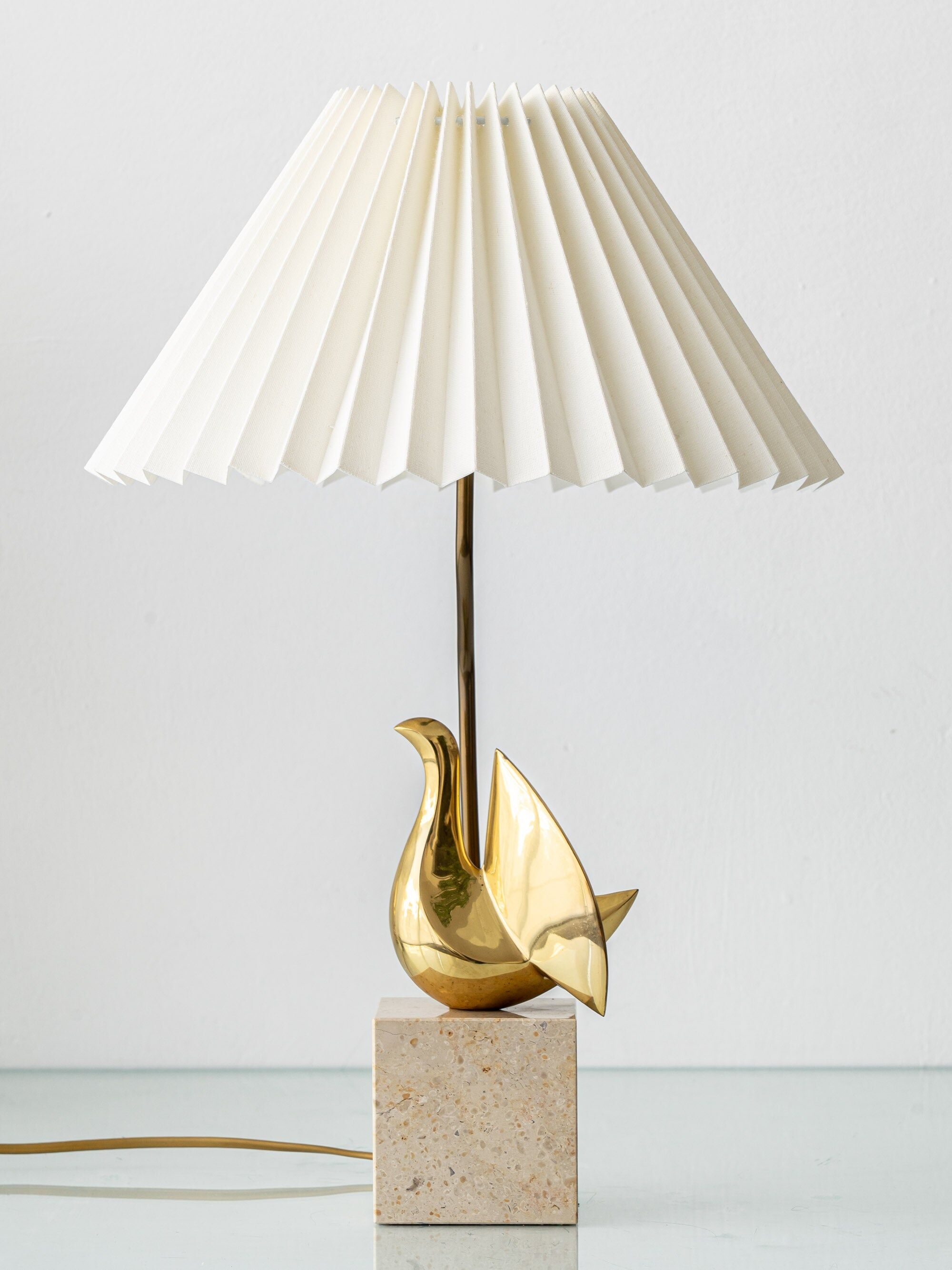 Philippe Jean Signed Brass Bird Table Lamp, Limited Edition 201/300, 1980
