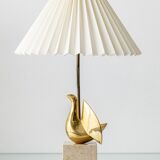 Philippe Jean Signed Brass Bird Table Lamp, Limited Edition 201/300, 1980