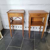 Pair of bedside tables with cherry wood lattices