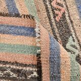 6x8 Green & Blue Striped Handmade Kilim Rug, 174x256Cm