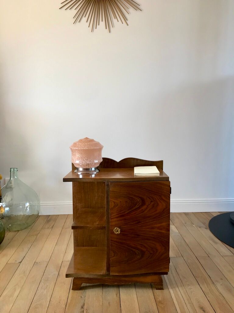 Veneer bedside table and handle flower art deco 30s