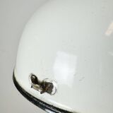 Industrial soviet white enamel pendant lamp, 1960s
