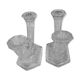 Pair of glass candle holders