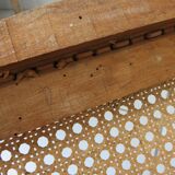 Antique solid wood chair with caning, country house style.