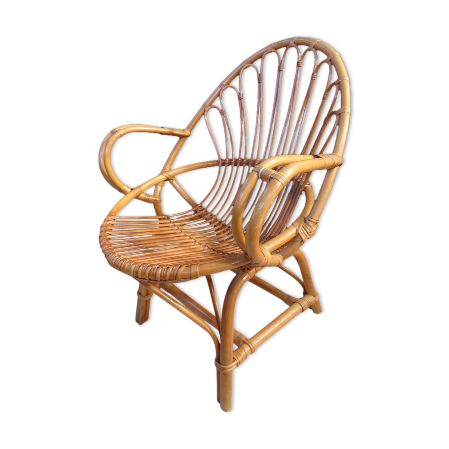 Fauteuil rotin coquille adulte
