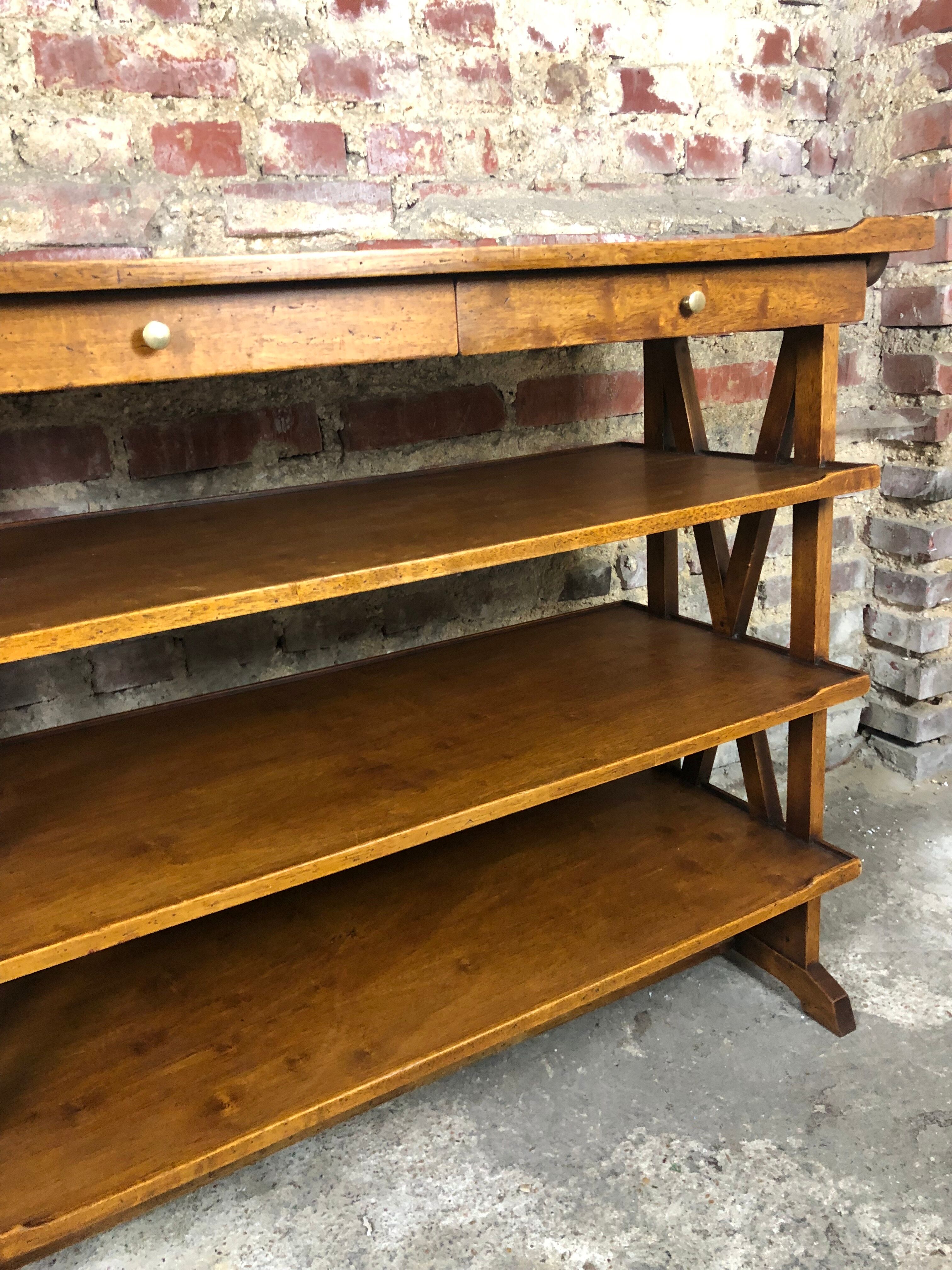 Service / storage furniture in solid walnut style Louis Philippe