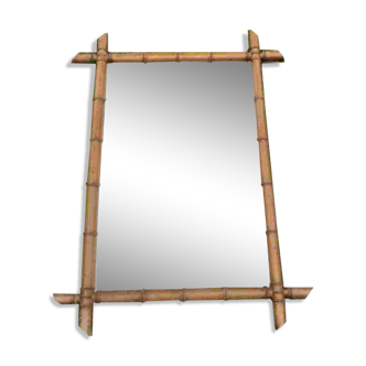 Antique mirror with bamboo frame