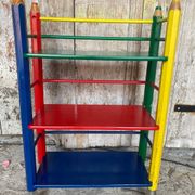 Vintage Coloured Wood Shelf Pencil Design PIERRE SALA Antique Furniture #D