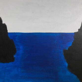 Contemporary blue rock sea painting