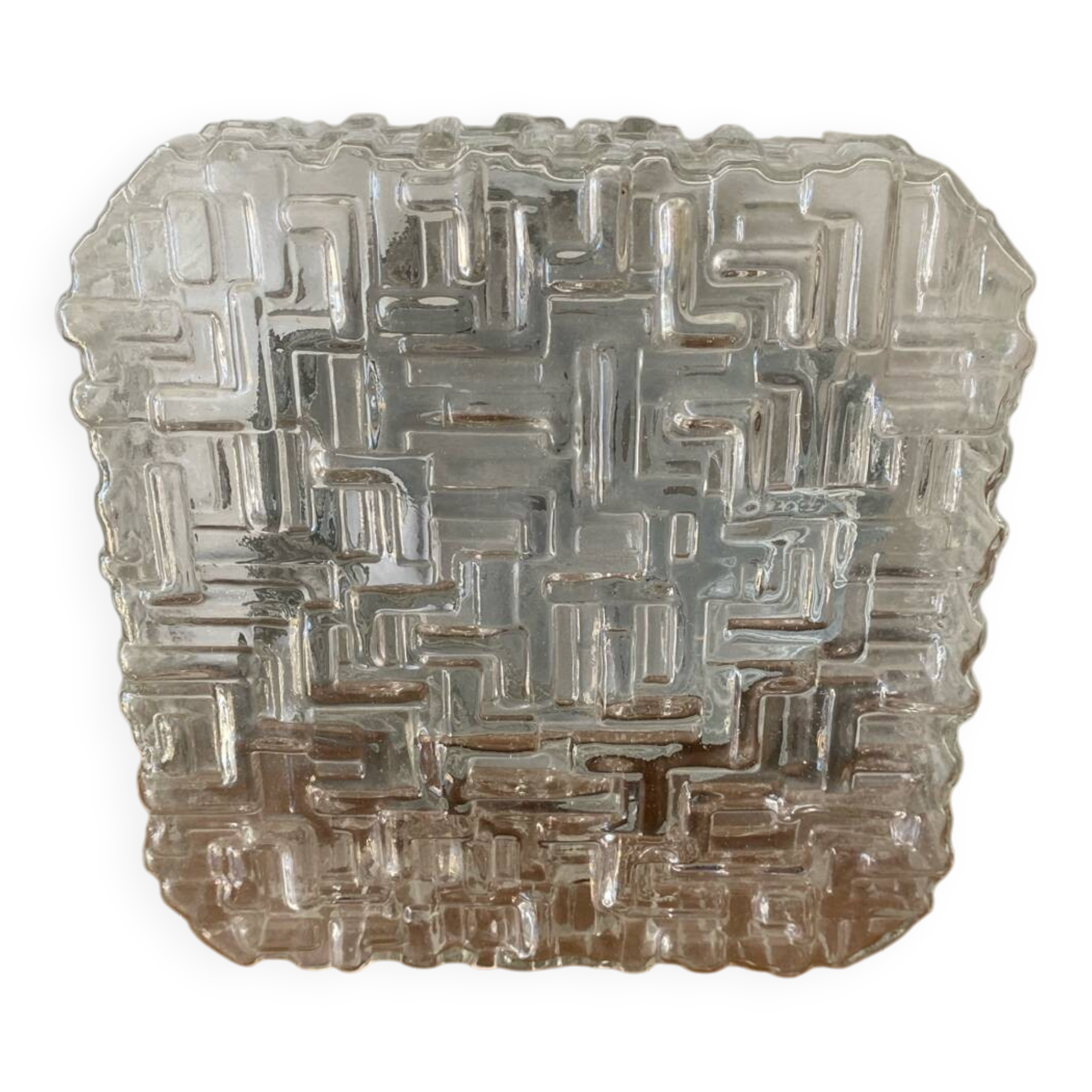 Antique Wall Lamp Ceiling Light Molded Glass + Vintage Metal Bracket #C384